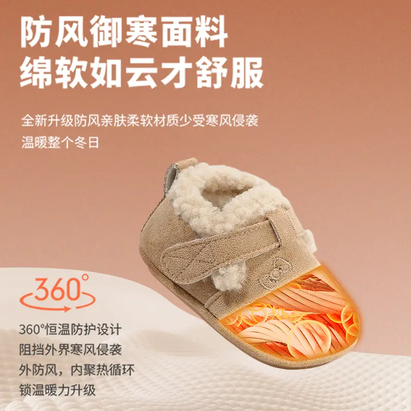 Winter Baby Shoes for Women 0-6-12 Months Soft Sole Fleece-Lined Toddler Shoes