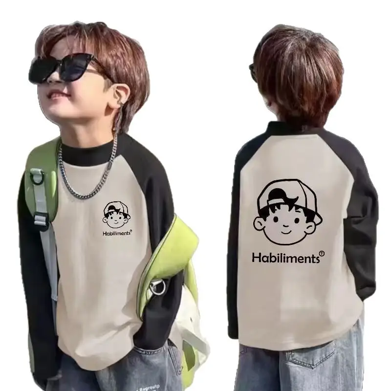 Derong Warm Long Sleeve T-Shirt Boys Korean Style Printed - Image 6