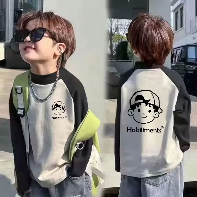 Derong Warm Long Sleeve T-Shirt Boys Korean Style Printed — feature 1