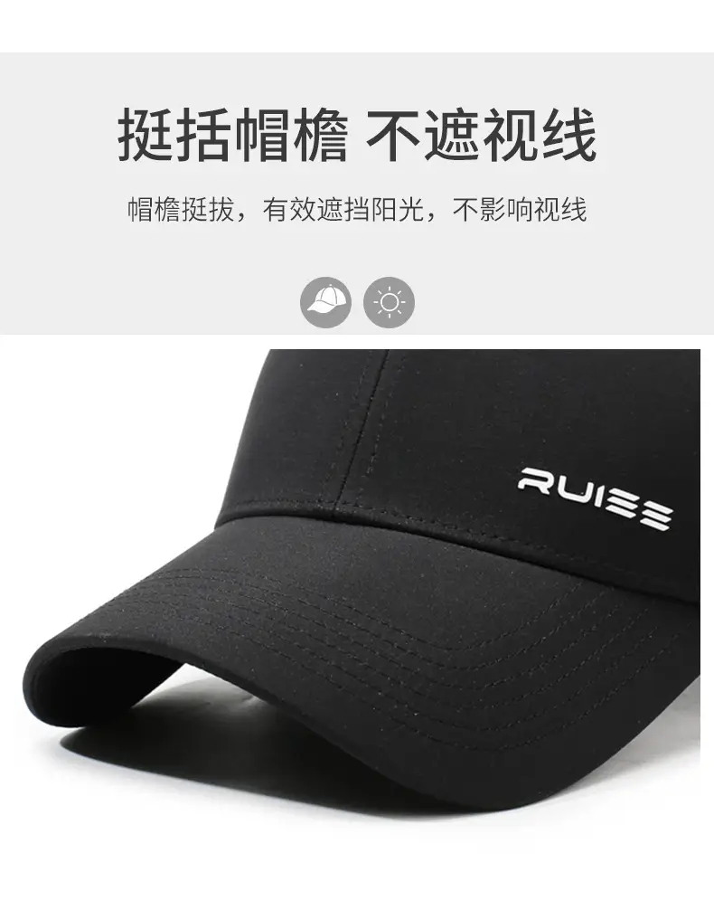 Men's Grey Baseball Cap Outdoor Sun Hat Quick Dry — feature 2