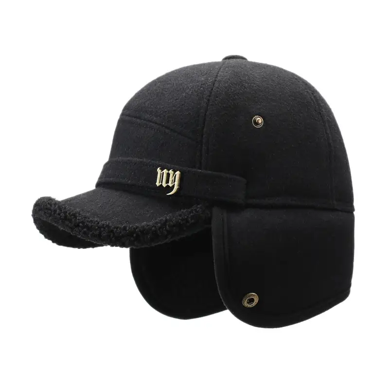 Aoteng Woolen Baseball Cap Black Fleece Lined - Image 6
