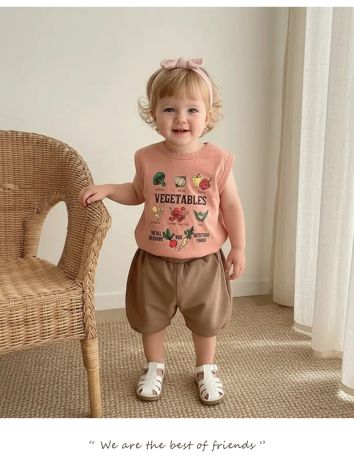 Kids Sleeveless Printed T-Shirt Vest Set Blue Beige — feature 6