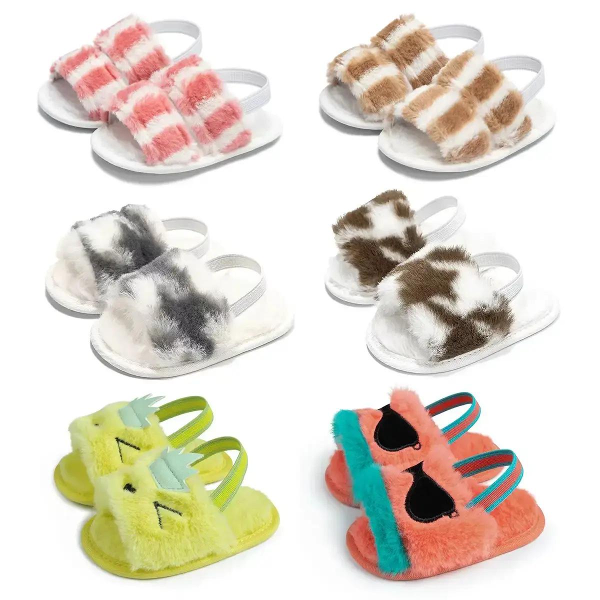 Baby Slippers Cartoon Non-Slip Plush 0-1Yr