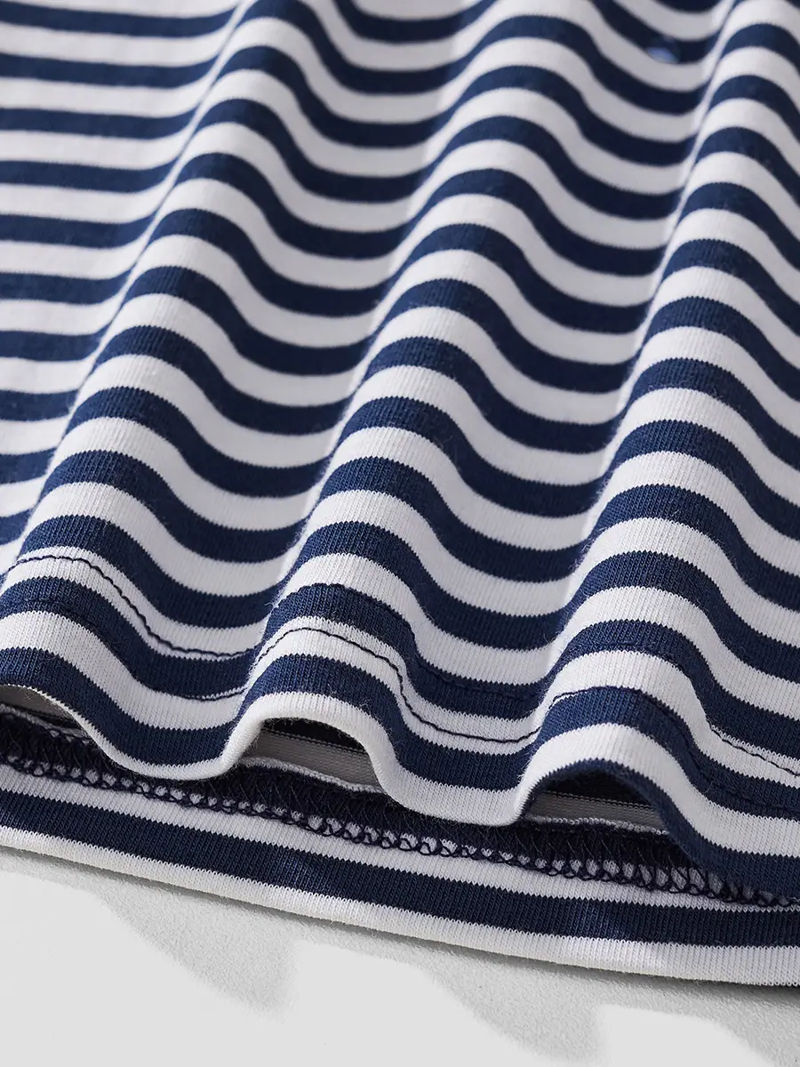 25Yr Old Boys Striped T-Shirt Navy Blue Round Neck - Image 6