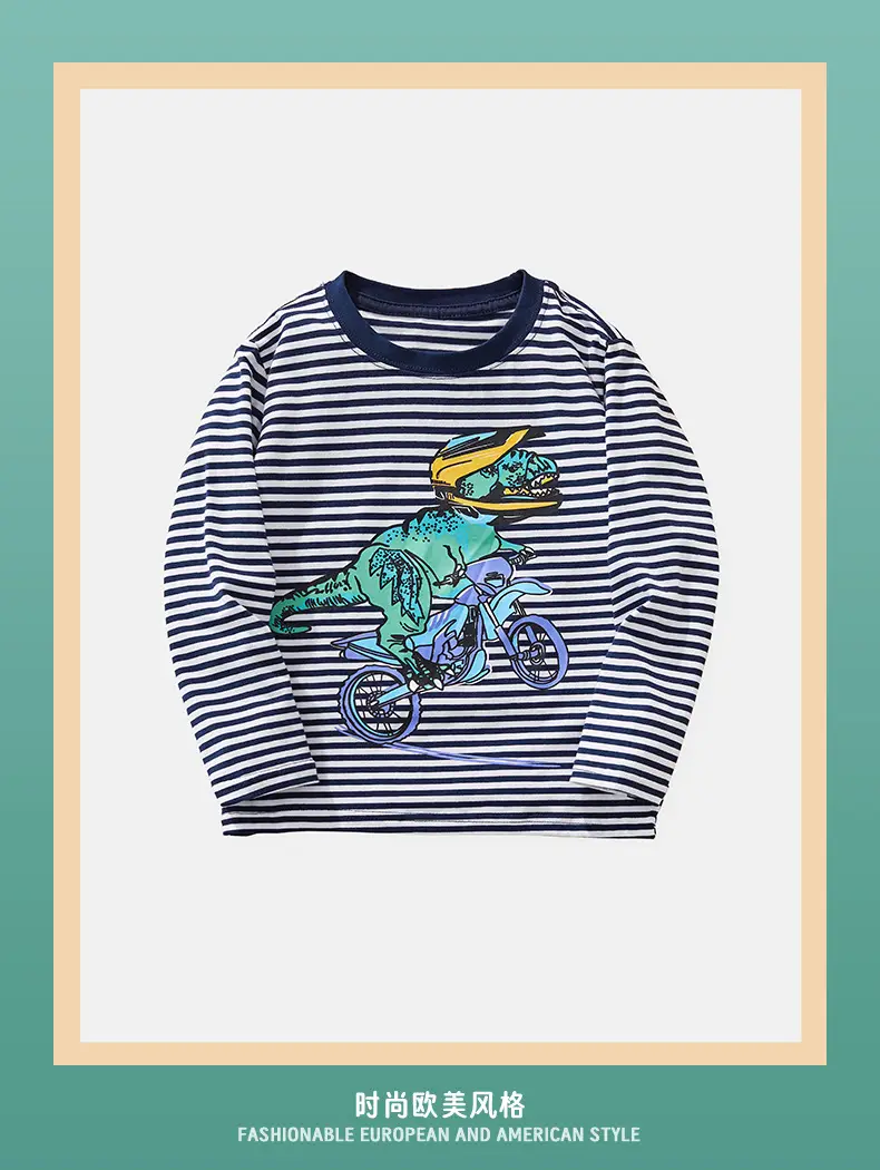 25Yr Old Boys Striped T-Shirt Navy Blue Round Neck — feature 2