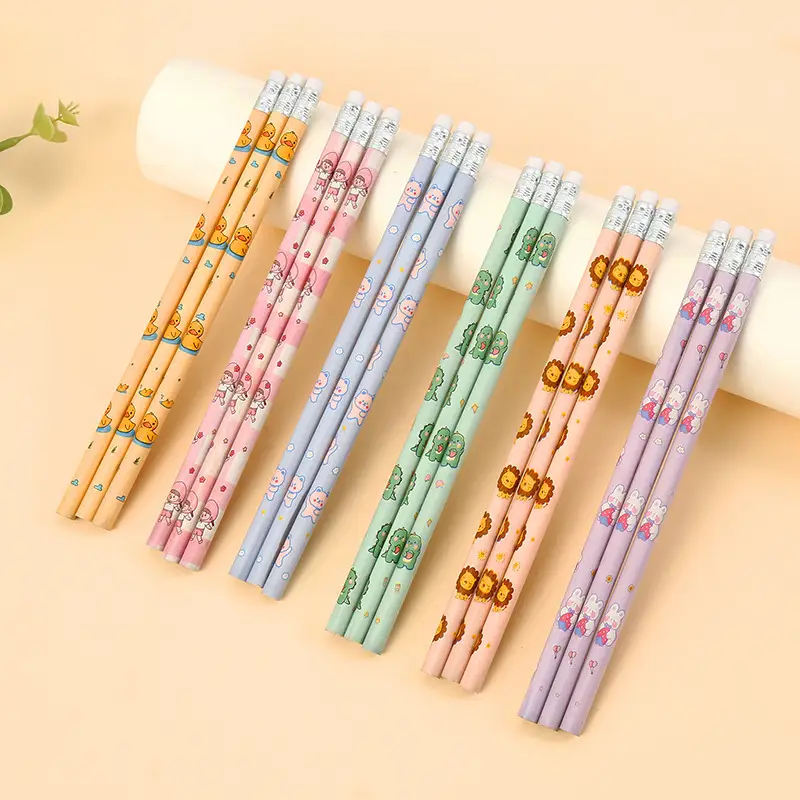 Dasheng Cartoon Boxed Pencils 10 Pieces Cute Pencils for Primary School Students Drawing Hb with Eraser Head Student Stationery Batch
