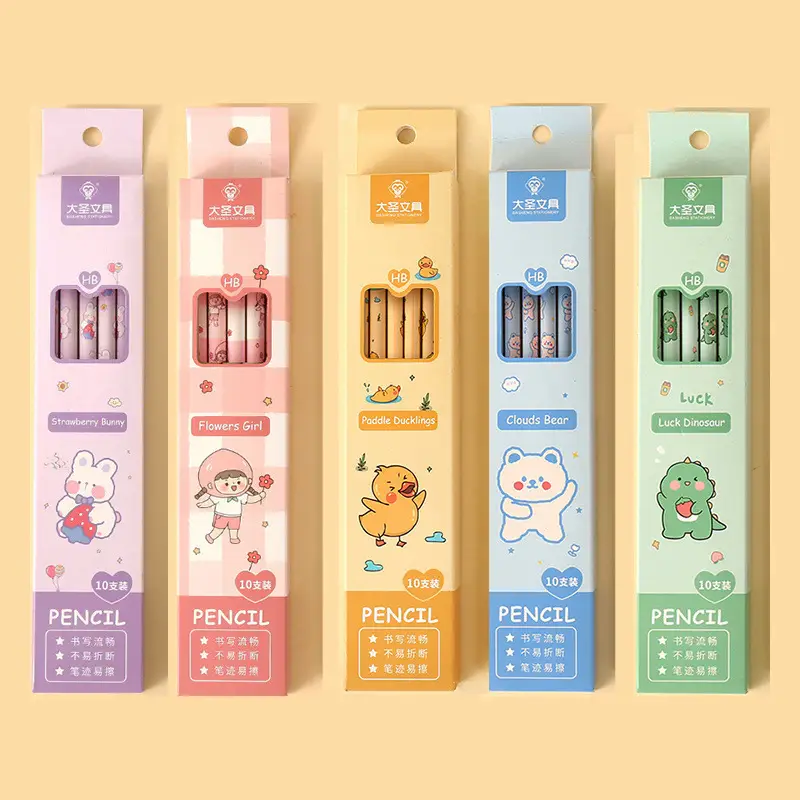 Dasheng Cartoon Boxed Pencils 10 Pieces Cute Pencils for Primary School Students Drawing Hb with Eraser Head Student Stationery Batch — feature 12