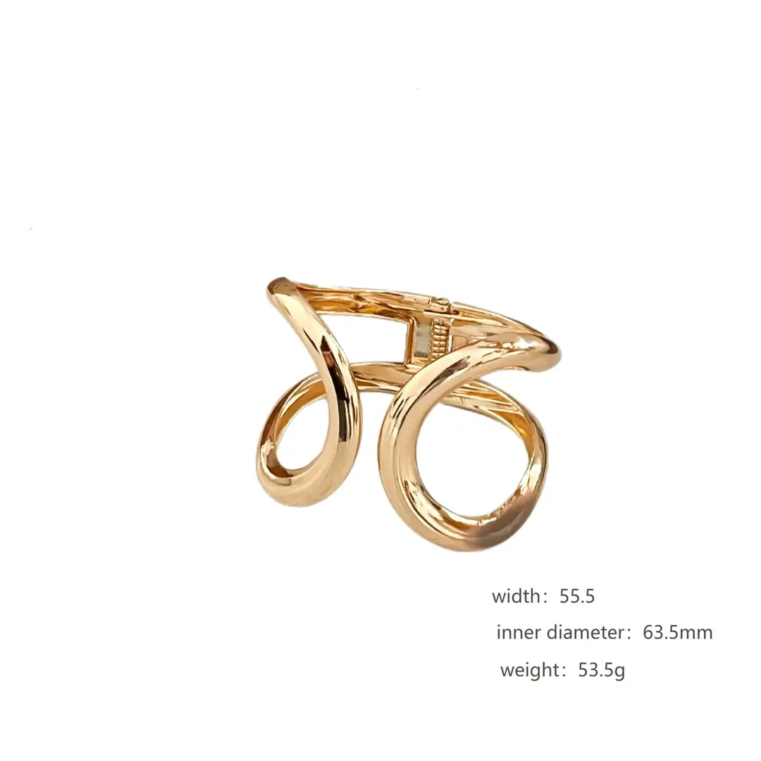 Fashionable and Minimalist Symmetrical Hollow Alloy Bracelet for Women, Open Bangle with Unique Design, Arm Bracelet Jewelry Accessory
