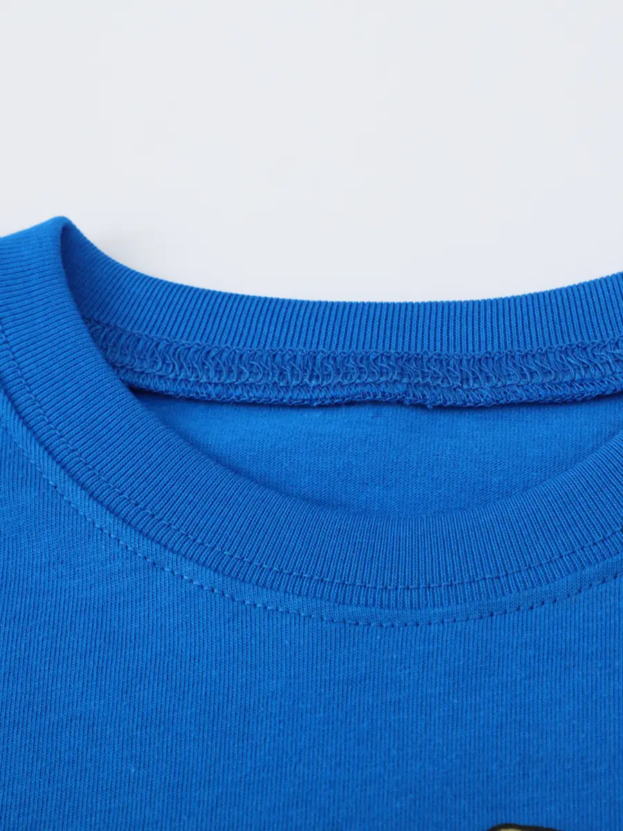Blue Dinosaur Print Kids T-Shirt Long Sleeve Round Neck - Image 3