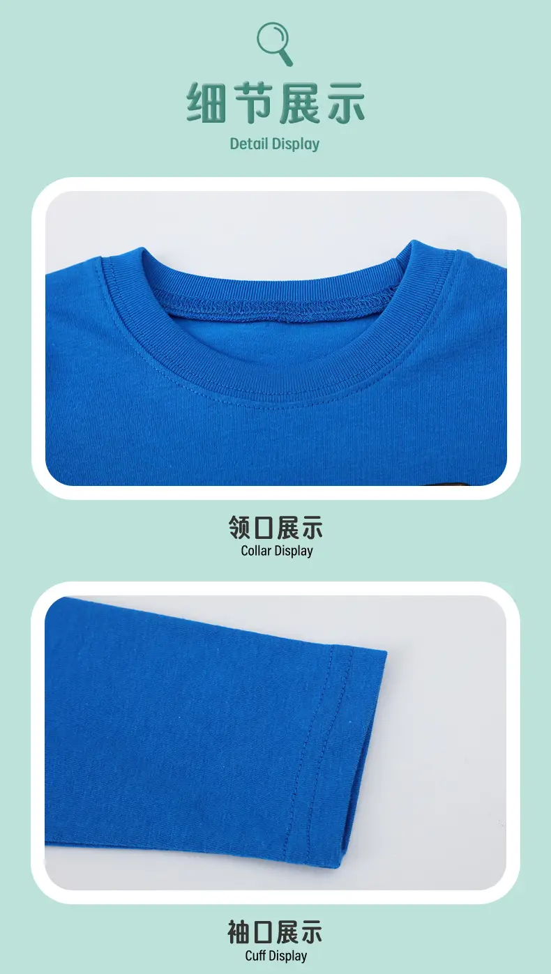 Blue Dinosaur Print Kids T-Shirt Long Sleeve Round Neck — feature 7