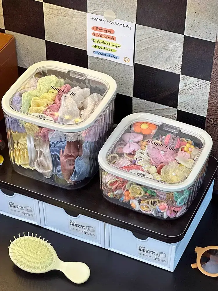 Children's Hair Accessories Storage Box Little Girl's Hair Rope Rubber Band Jewelry Box Hairpin Hairpin Headwear Large Capacity Jewelry Box — feature 2