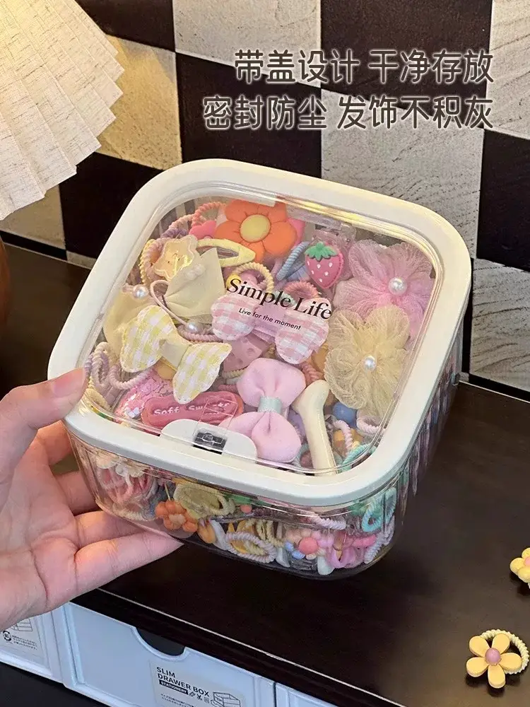Children's Hair Accessories Storage Box Little Girl's Hair Rope Rubber Band Jewelry Box Hairpin Hairpin Headwear Large Capacity Jewelry Box — feature 4