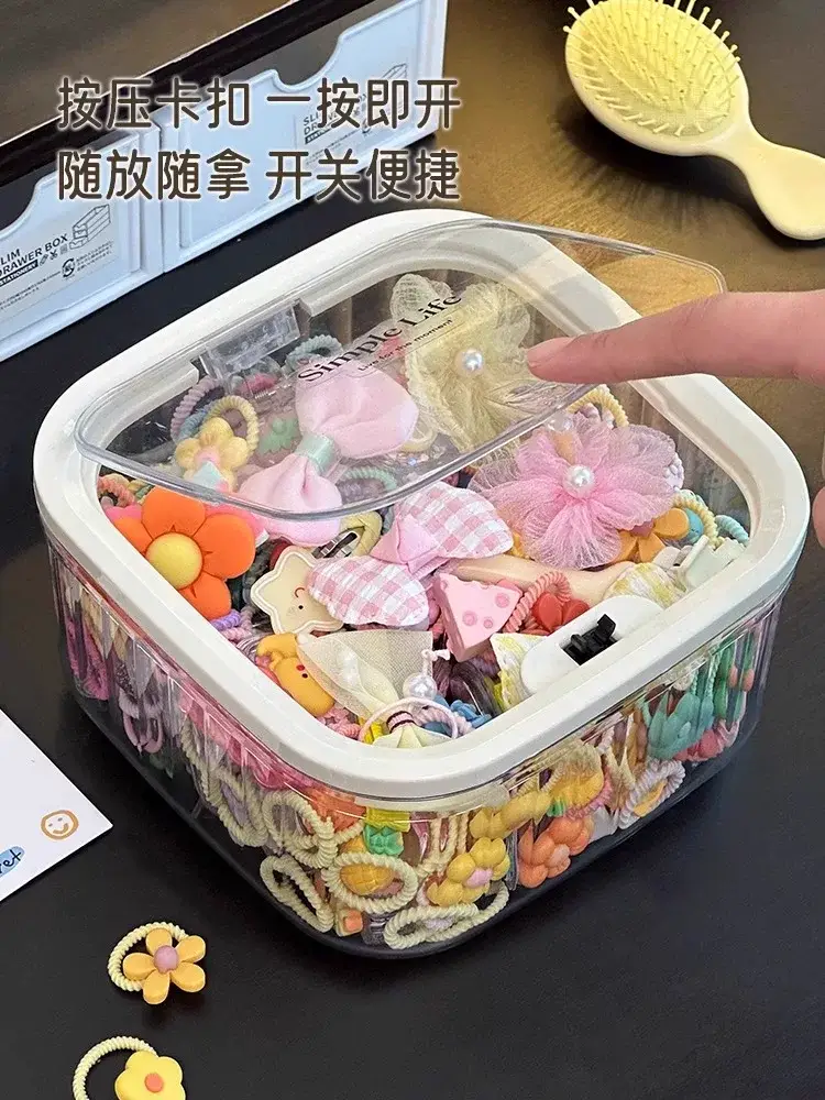 Children's Hair Accessories Storage Box Little Girl's Hair Rope Rubber Band Jewelry Box Hairpin Hairpin Headwear Large Capacity Jewelry Box — feature 5