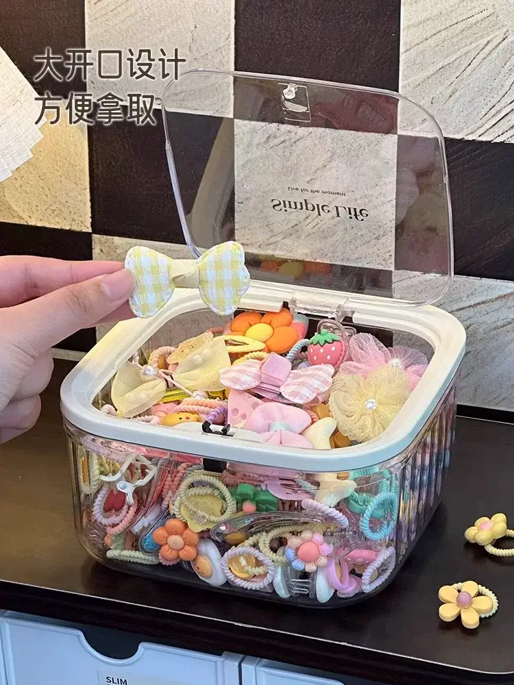Children's Hair Accessories Storage Box Little Girl's Hair Rope Rubber Band Jewelry Box Hairpin Hairpin Headwear Large Capacity Jewelry Box — feature 6