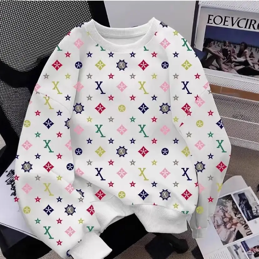 Women Crossbody Sweatshirt Black Printed Loose Fit