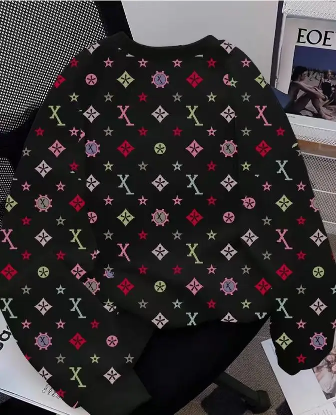 Women Crossbody Sweatshirt Black Printed Loose Fit — feature 11