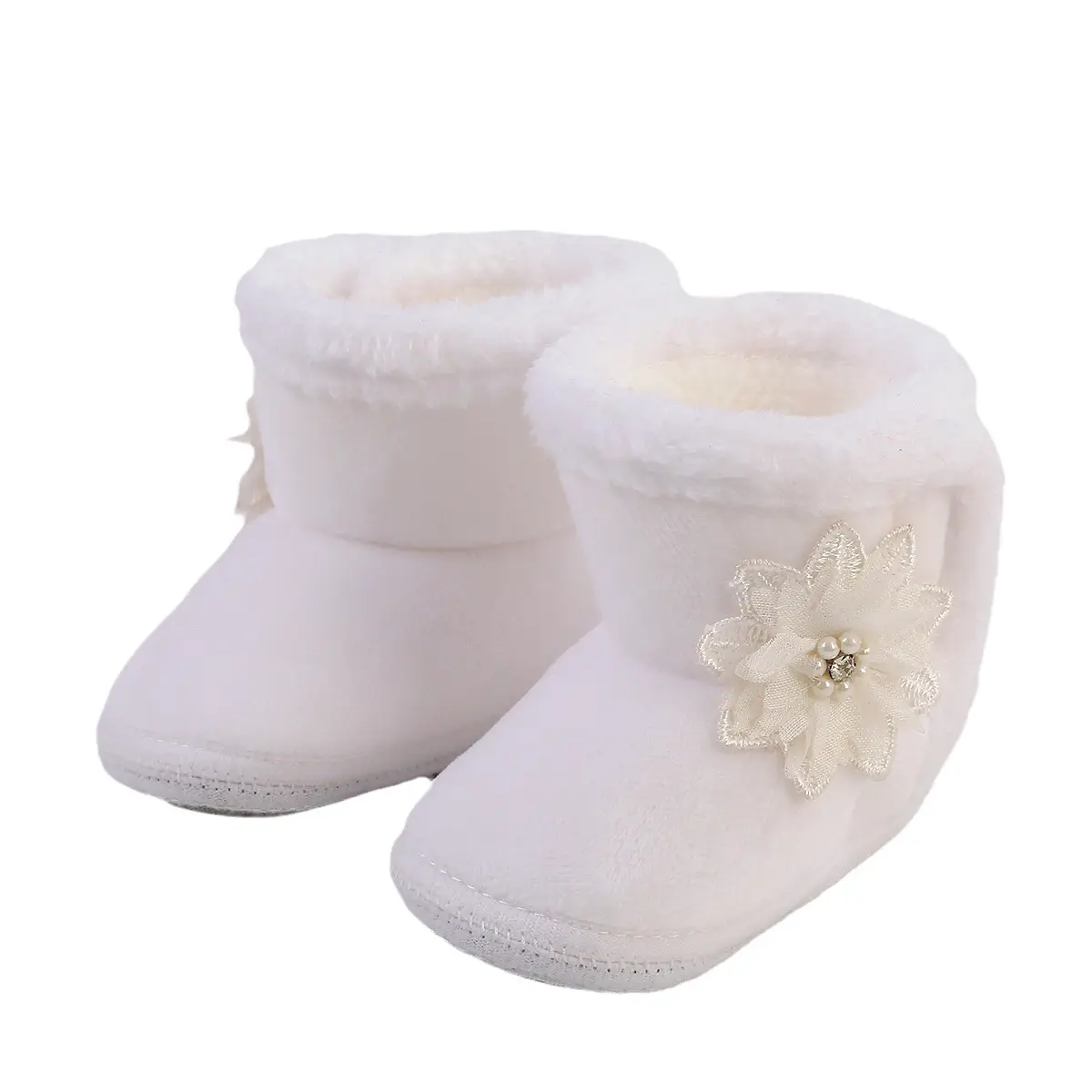 Red Woolen Toddler Boots with Flower Decor - Image 9