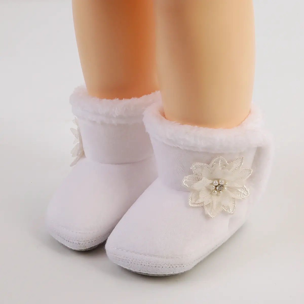 Red Woolen Toddler Boots with Flower Decor — feature 12
