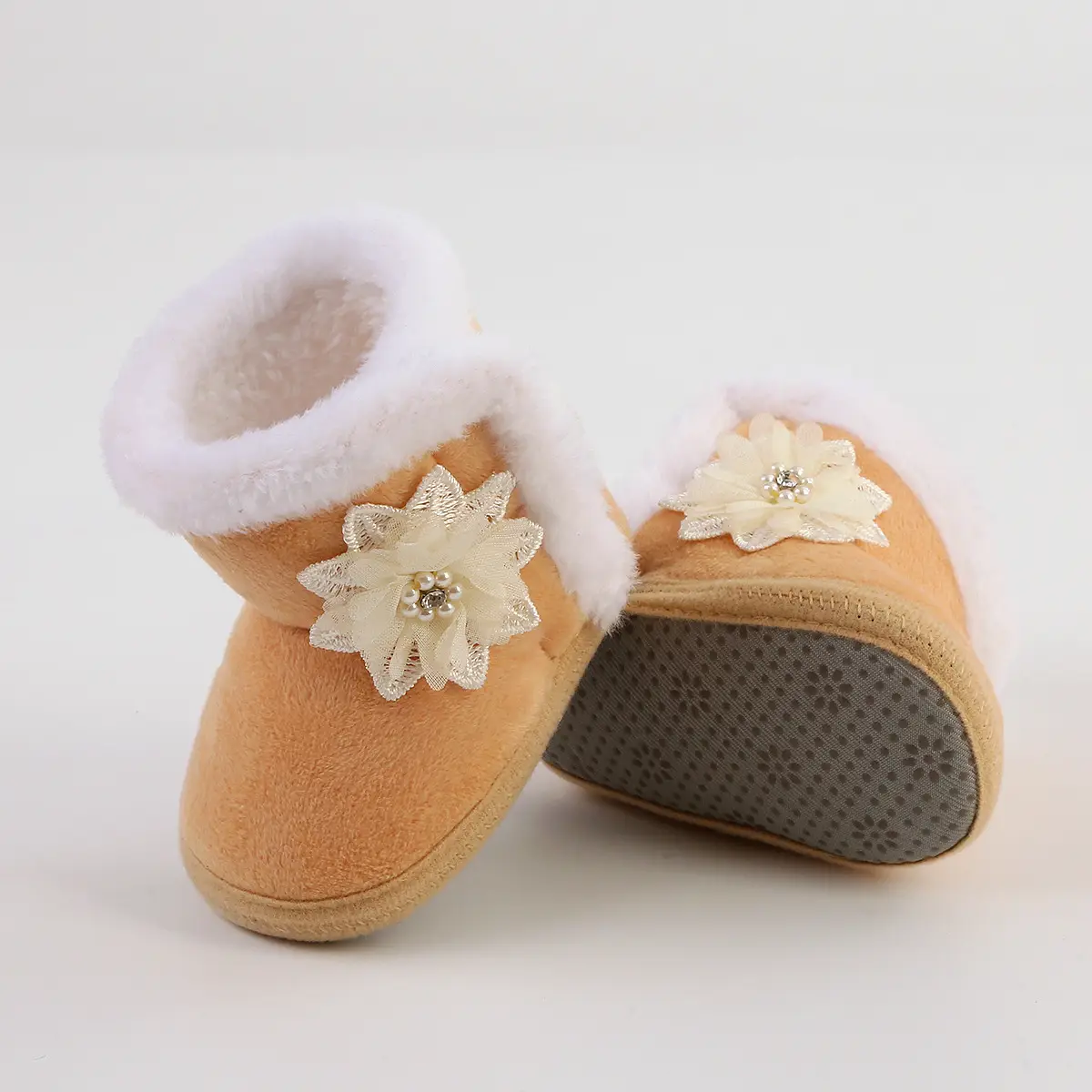 Red Woolen Toddler Boots with Flower Decor — feature 19