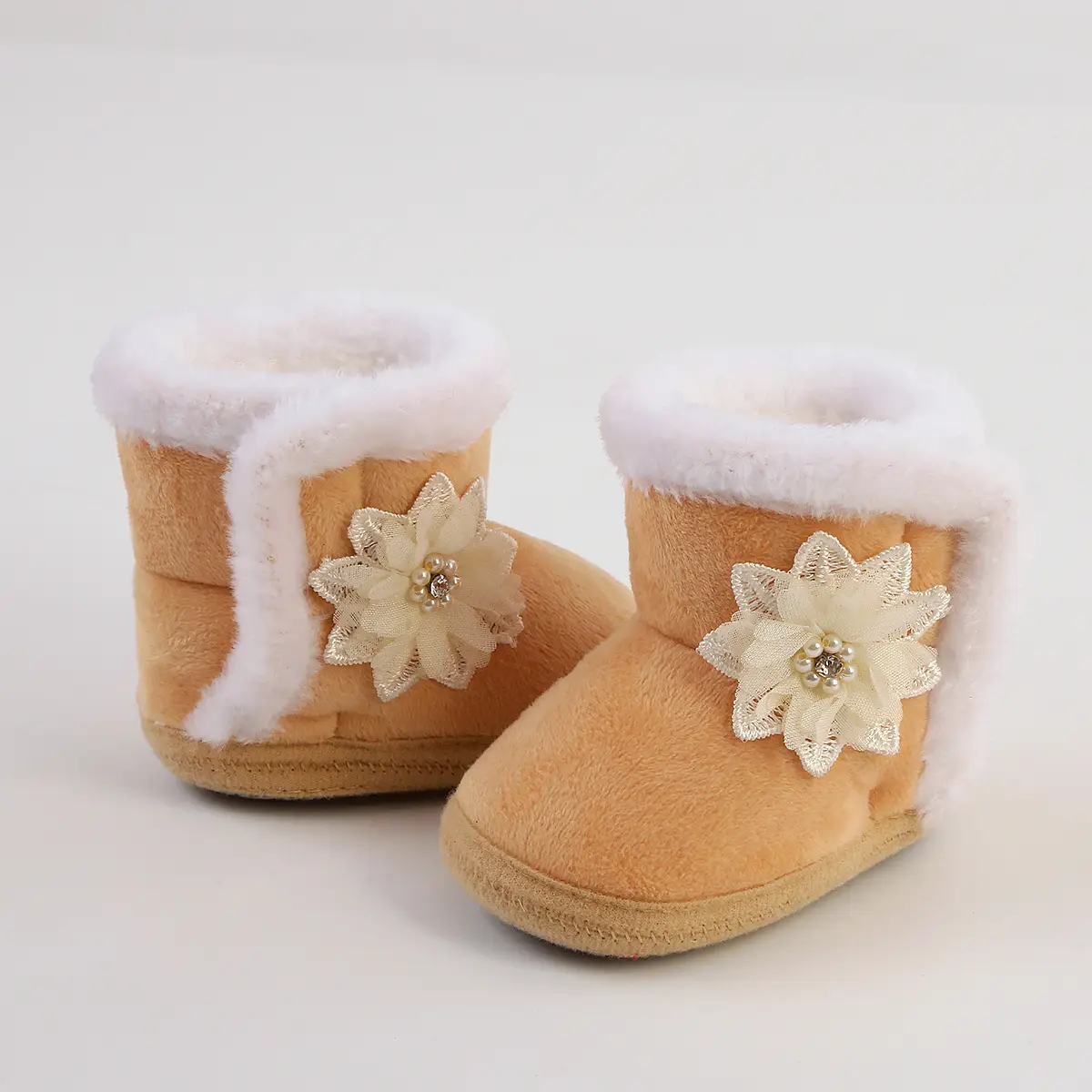 Red Woolen Toddler Boots with Flower Decor — feature 21