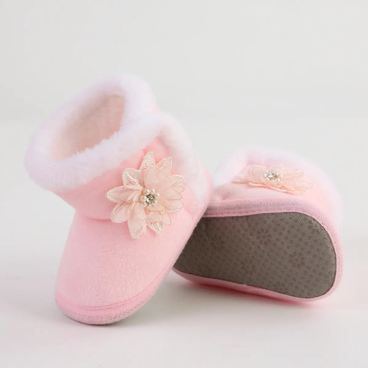 Red Woolen Toddler Boots with Flower Decor — feature 24