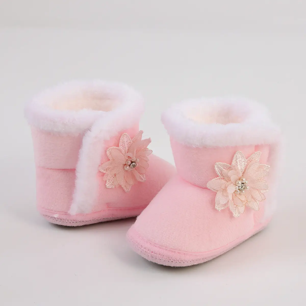 Red Woolen Toddler Boots with Flower Decor — feature 25