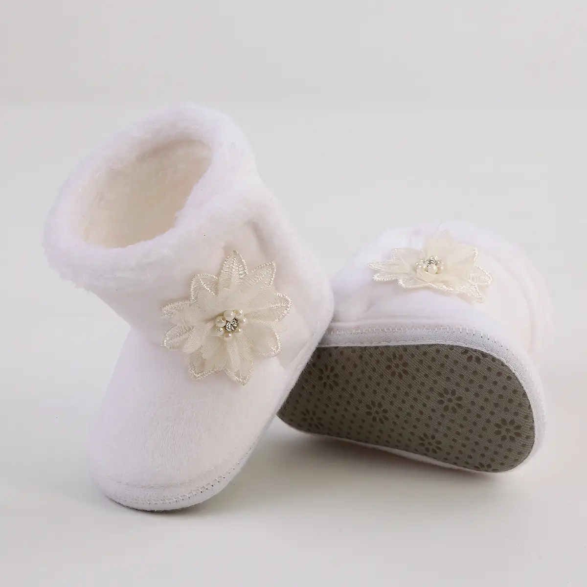 Red Woolen Toddler Boots with Flower Decor — feature 27