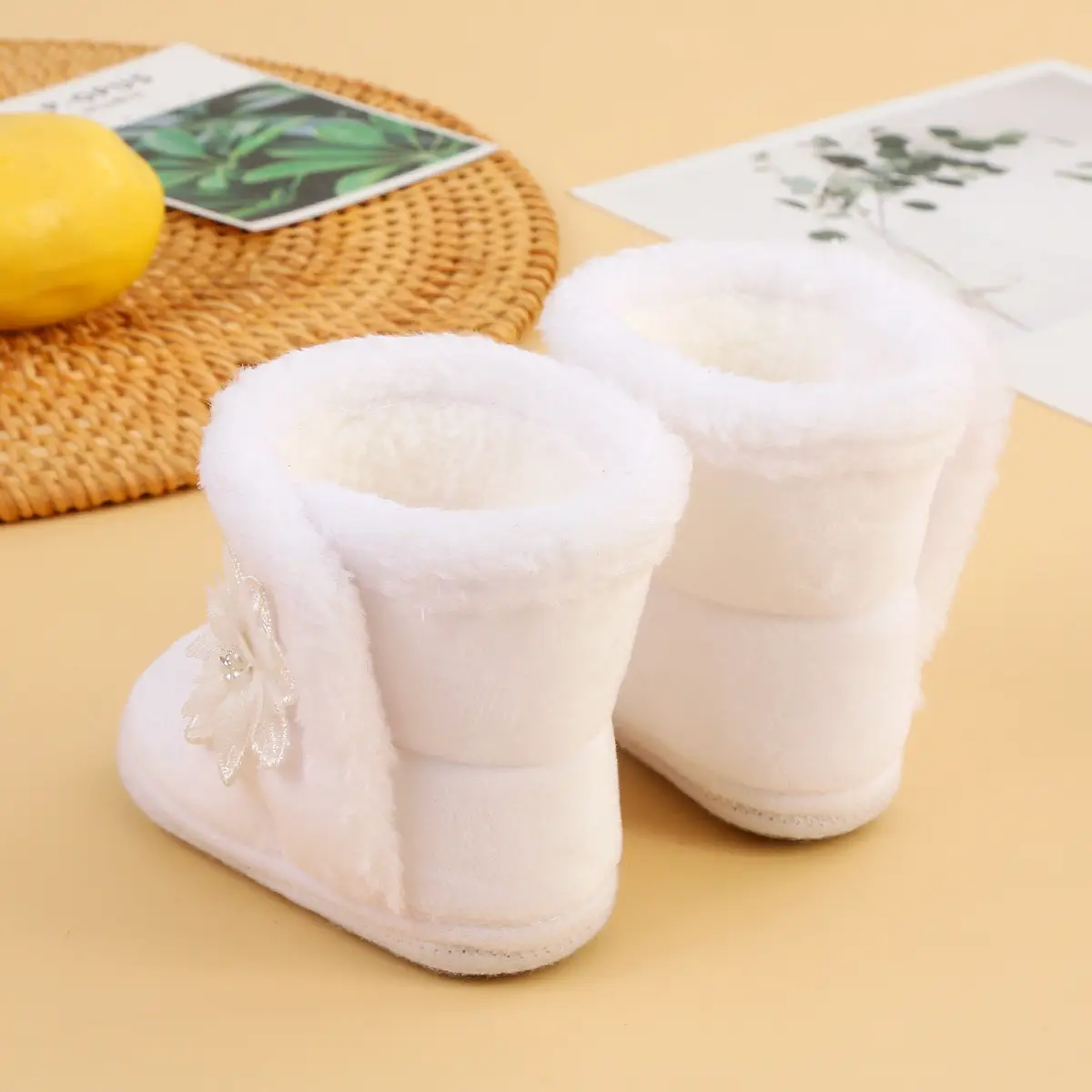 Red Woolen Toddler Boots with Flower Decor — feature 38