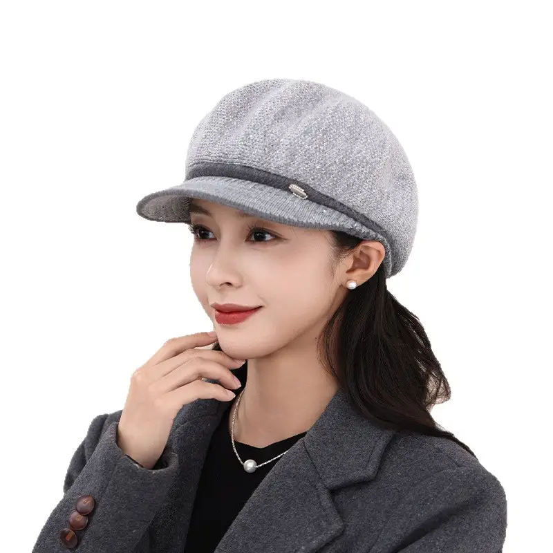 Women's Knitted Fisherman Hat Winter Warm Cap Maroon