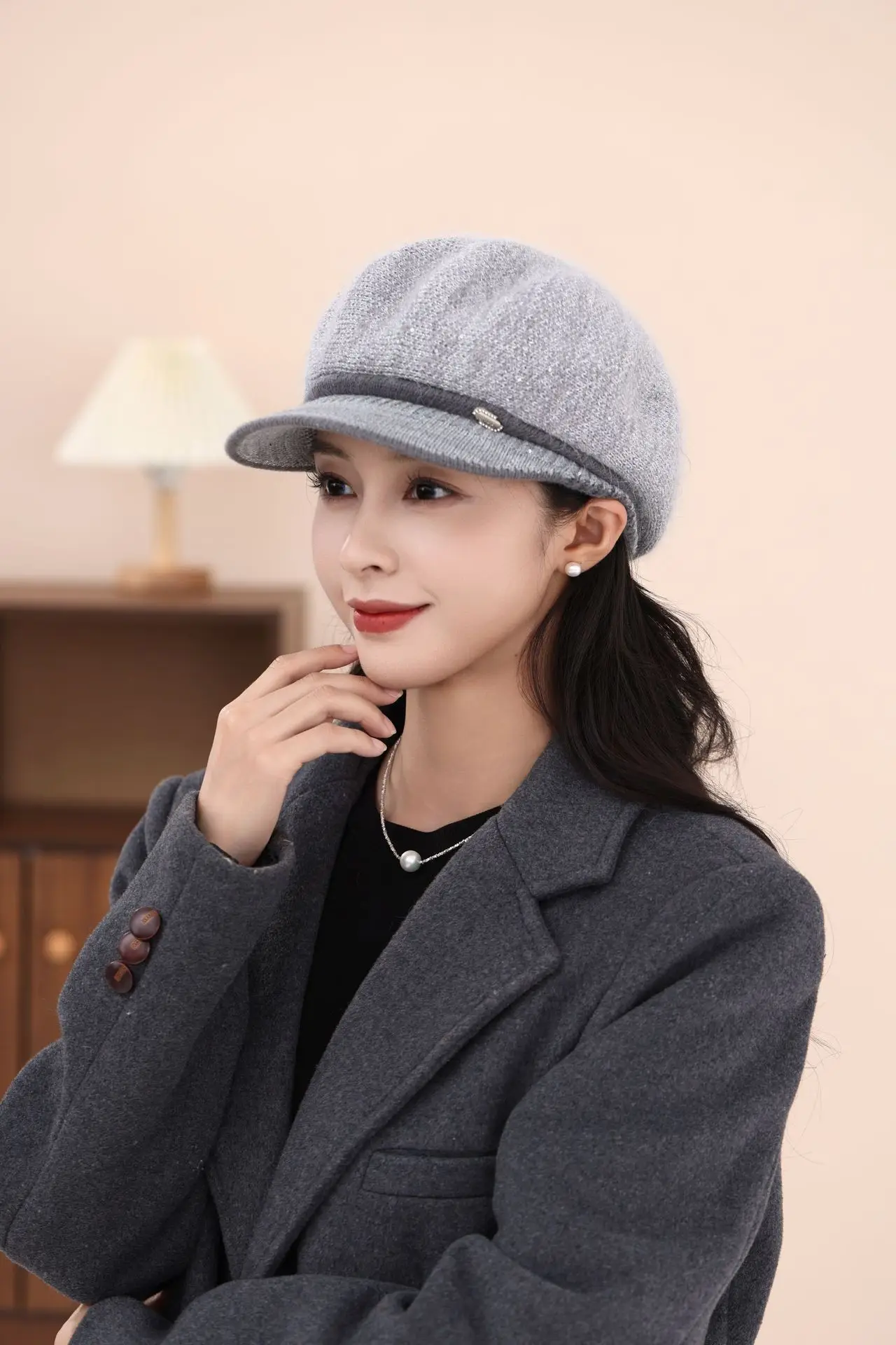 Women's Knitted Fisherman Hat Winter Warm Cap Maroon — feature 13