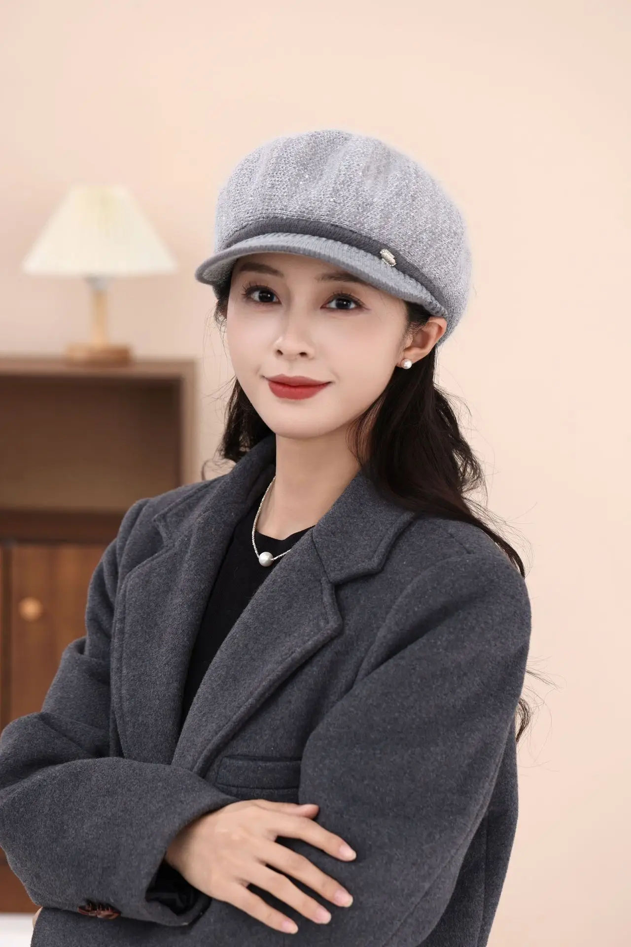 Women's Knitted Fisherman Hat Winter Warm Cap Maroon — feature 14