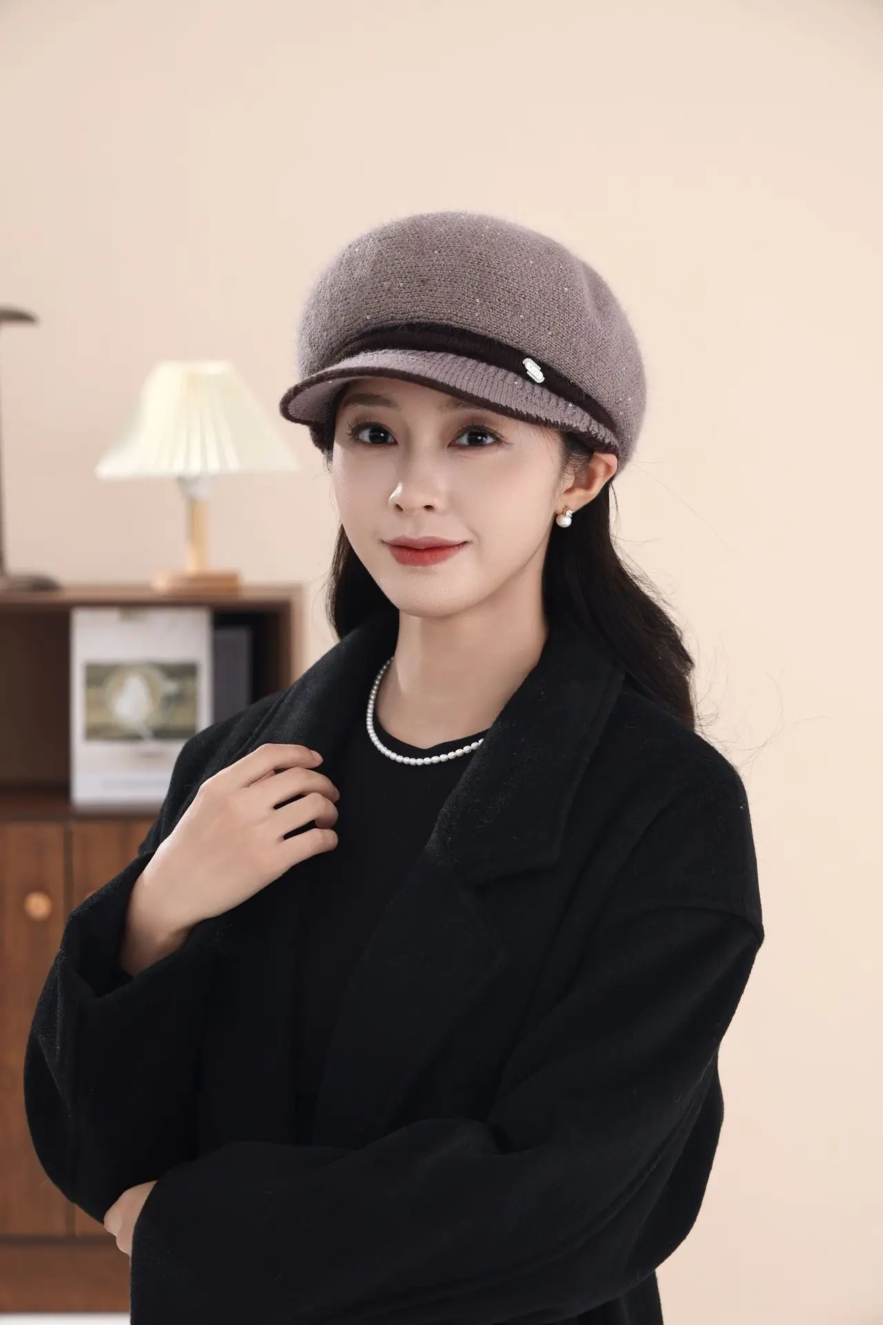 Women's Knitted Fisherman Hat Winter Warm Cap Maroon — feature 15