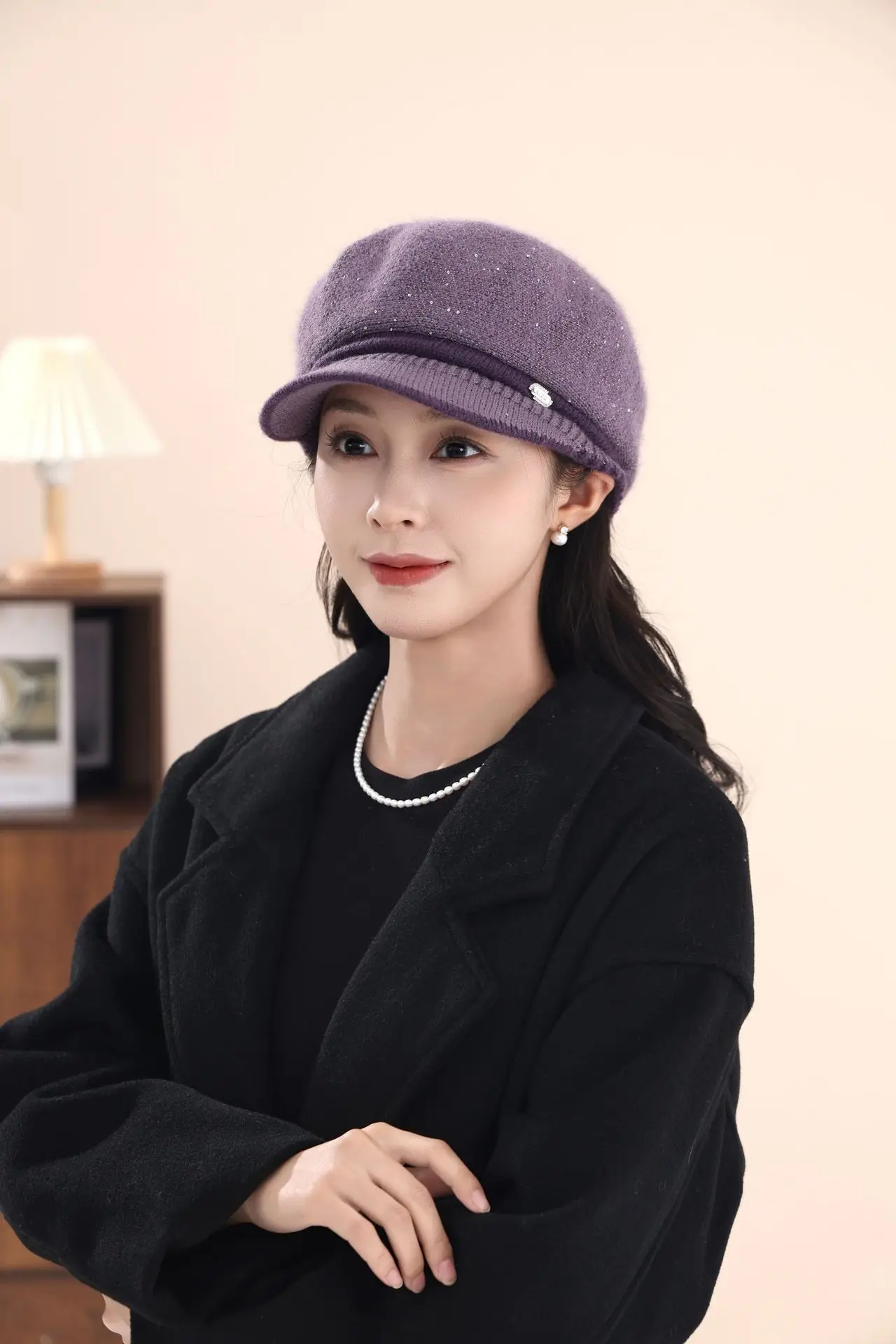 Women's Knitted Fisherman Hat Winter Warm Cap Maroon — feature 18