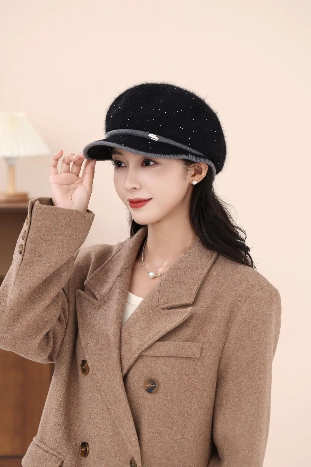 Women's Knitted Fisherman Hat Winter Warm Cap Maroon — feature 5