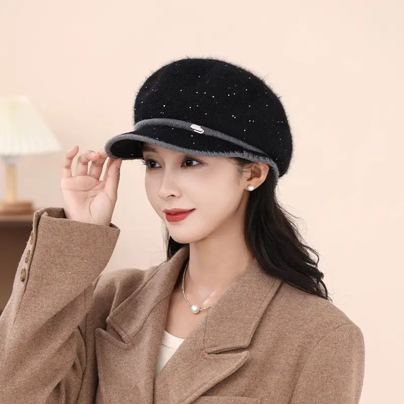Women's Knitted Fisherman Hat Winter Warm Cap Maroon