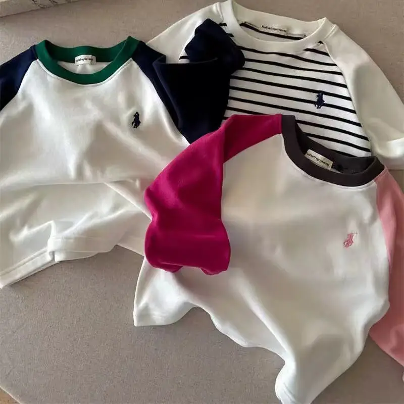 Children's Australian Velvet Long Sleeve Striped T-Shirt Set
