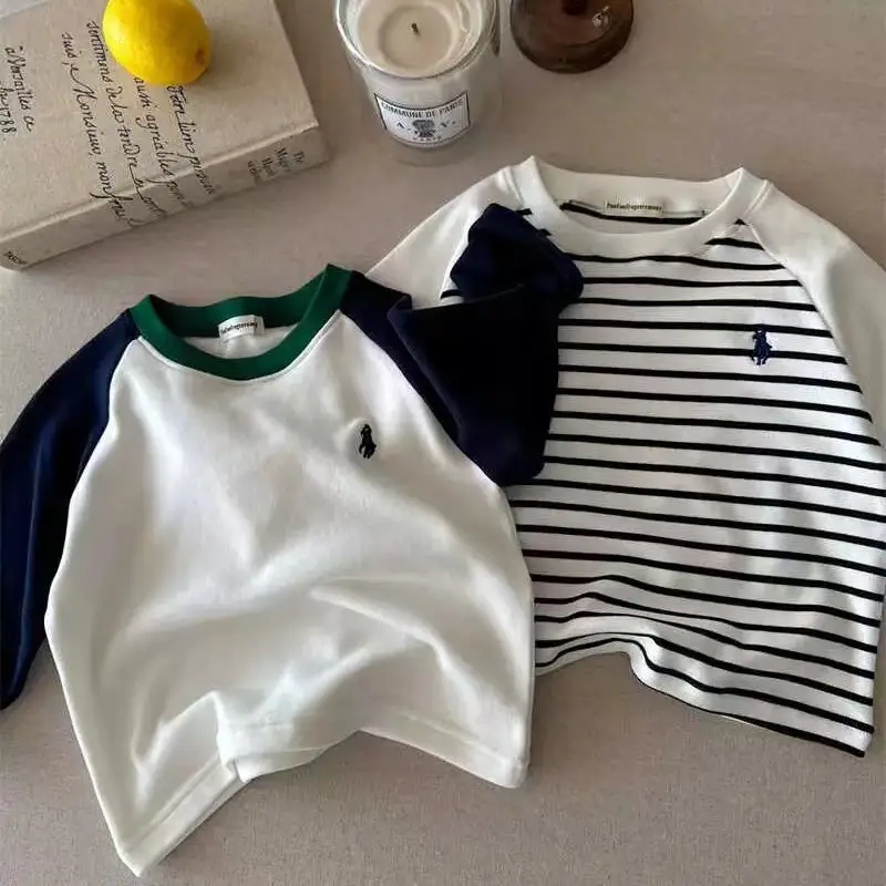 Children's Australian Velvet Long Sleeve Striped T-Shirt Set