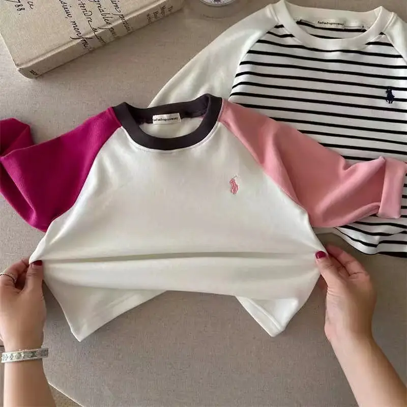 Children's Australian Velvet Long Sleeve Striped T-Shirt Set
