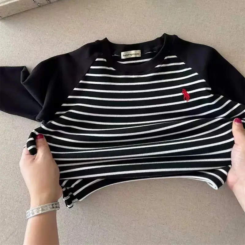 Children's Australian Velvet Long Sleeve Striped T-Shirt Set — feature 10