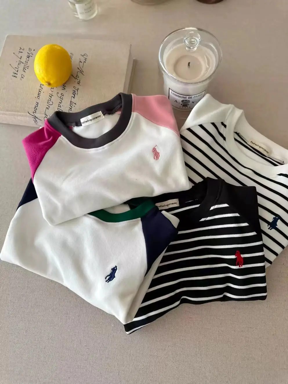 Children's Australian Velvet Long Sleeve Striped T-Shirt Set — feature 12