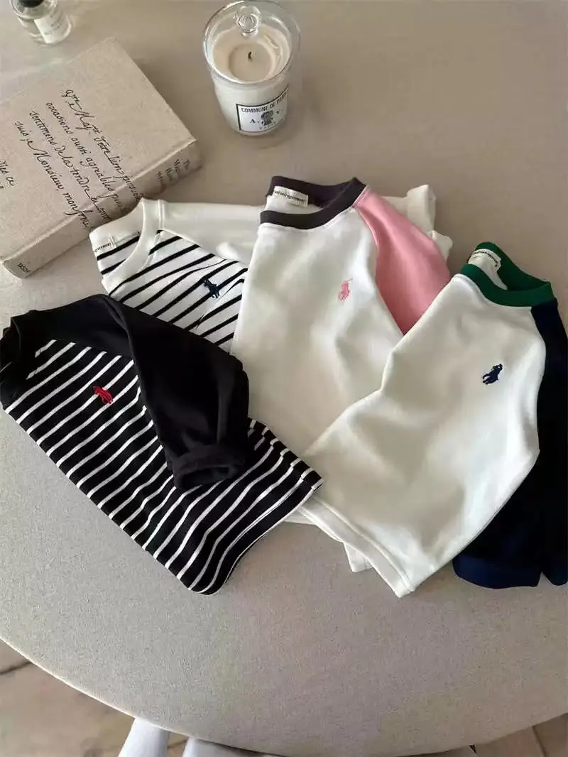 Children's Australian Velvet Long Sleeve Striped T-Shirt Set — feature 9