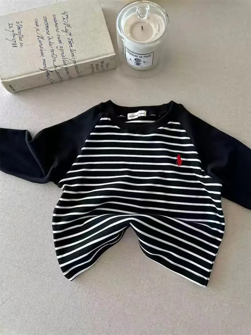 Children's Australian Velvet Long Sleeve Striped T-Shirt Set