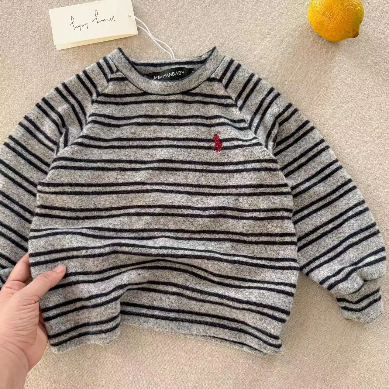 Children's Australian Velvet Long Sleeve Striped T-Shirt Set