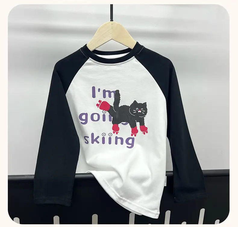 26 Spring Boys Long Sleeve T-Shirt White Black Cartoon Print — feature 37
