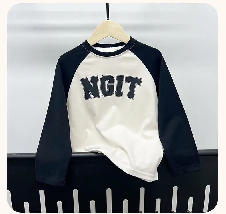 26 Spring Boys Long Sleeve T-Shirt White Black Cartoon Print — feature 39