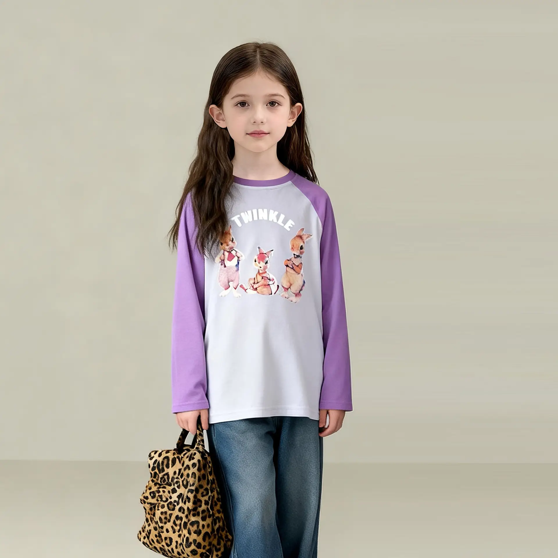 26 Spring Boys Long Sleeve T-Shirt White Black Cartoon Print - Image 3
