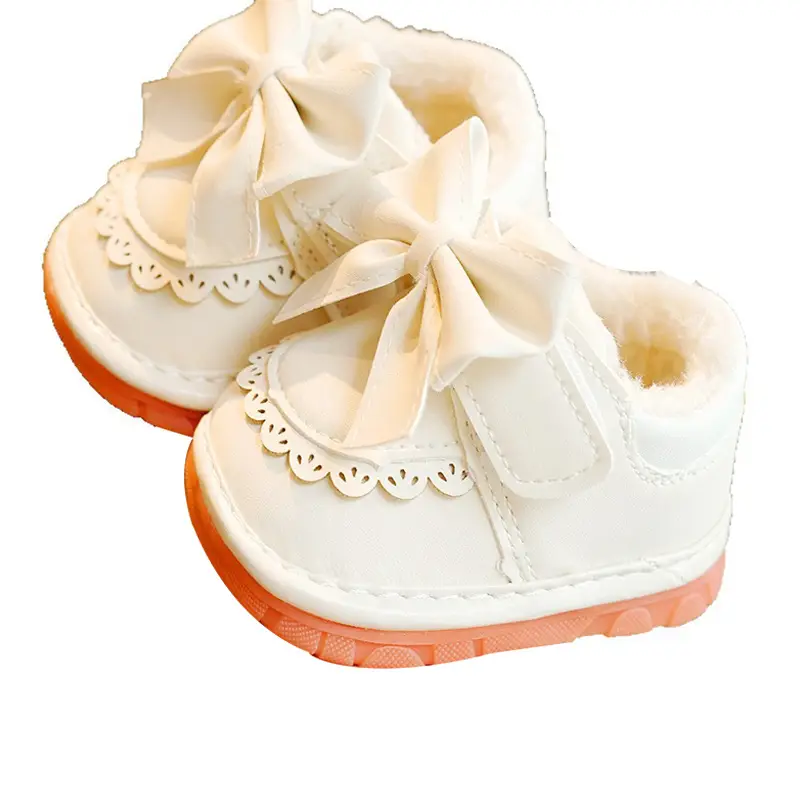 Winter Fleece Toddler Shoes Cream Orange 1-2Y
