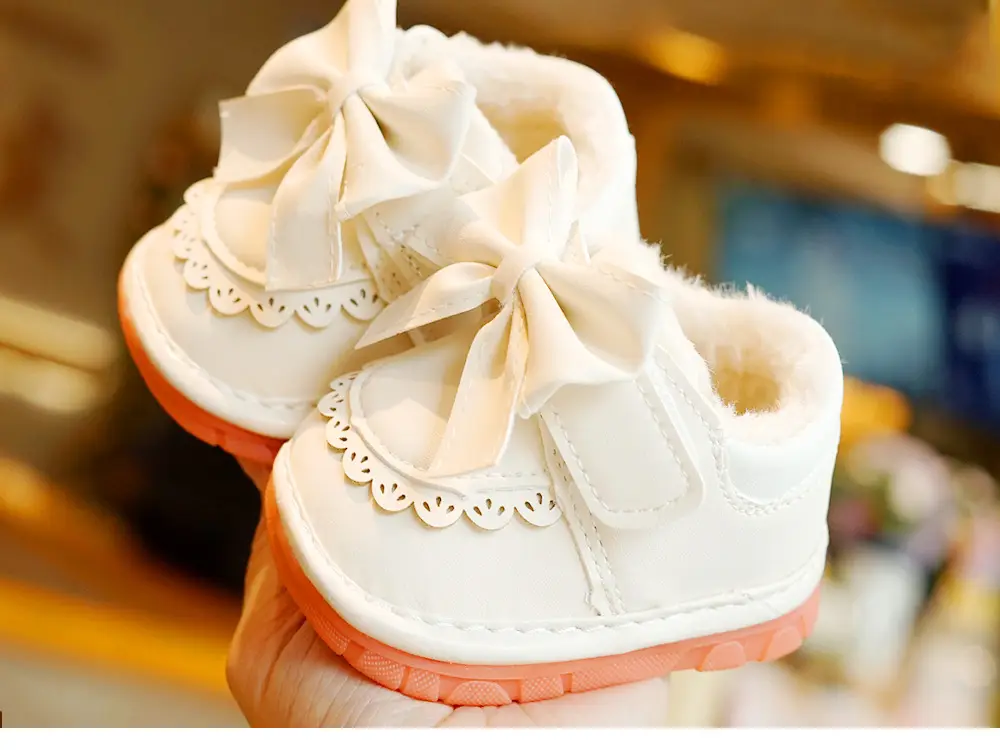 Winter Fleece Toddler Shoes Cream Orange 1-2Y — feature 5