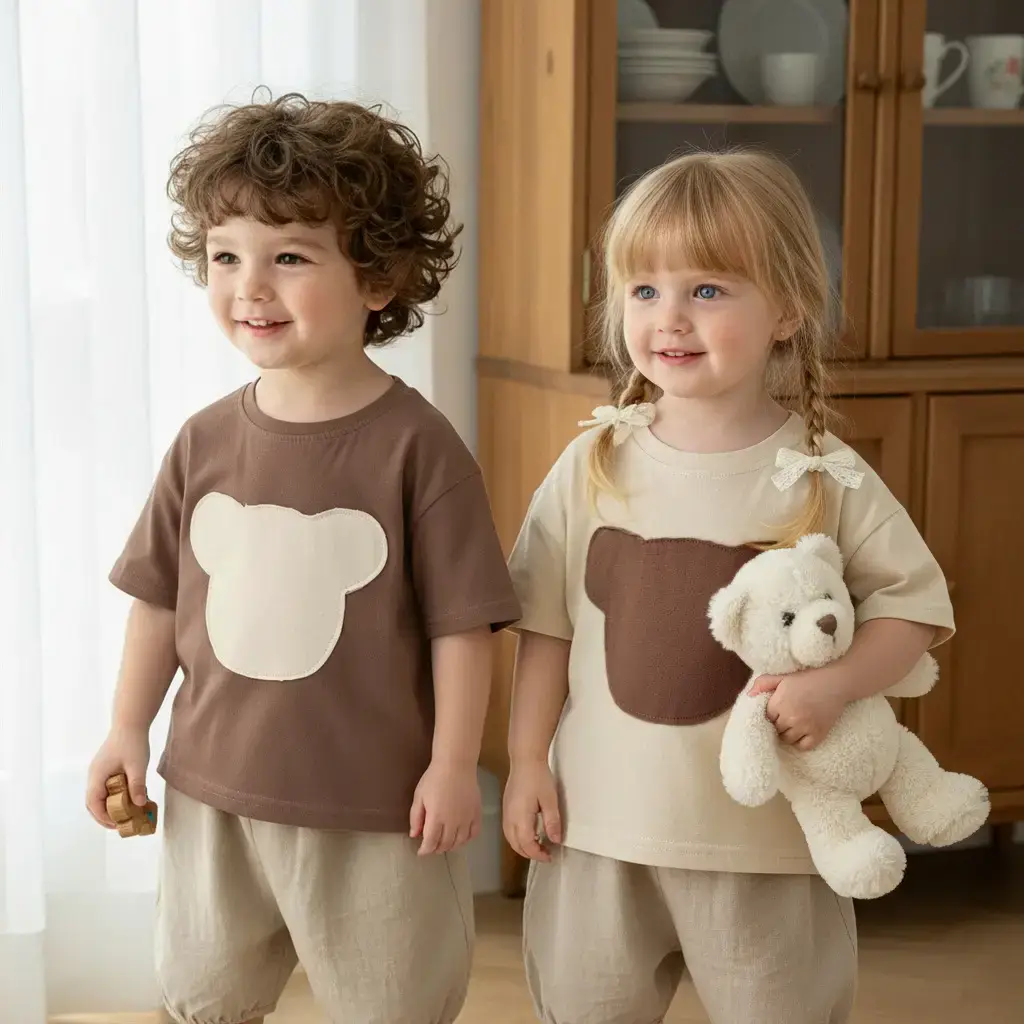 Brown Heart Print Kids T-Shirt Half Sleeve Summer Casual - Image 5