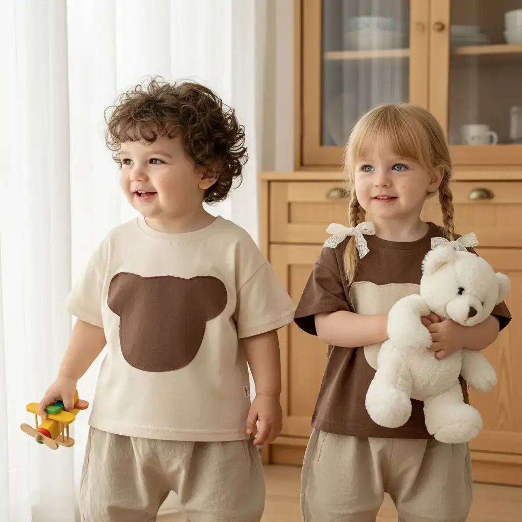 Brown Heart Print Kids T-Shirt Half Sleeve Summer Casual - Image 7
